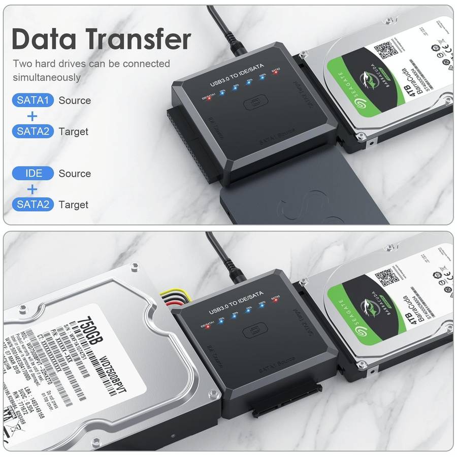 USB3.0 to SATA or IDE Hard Drive Adapter Converter With Clone Function