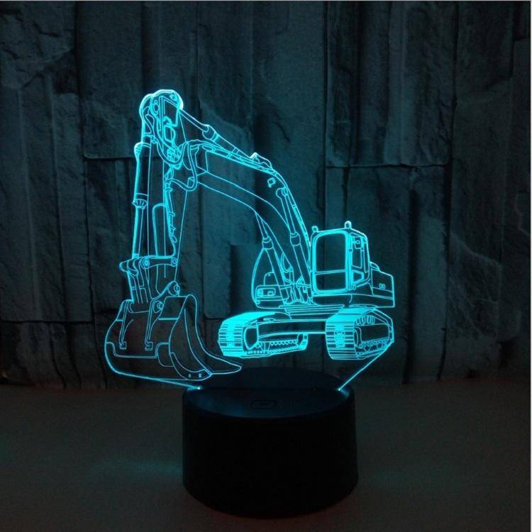 3W Excavator 3D Light Colorful Touch Control Light Creative Small Table Lamp with Black Base, Sty...