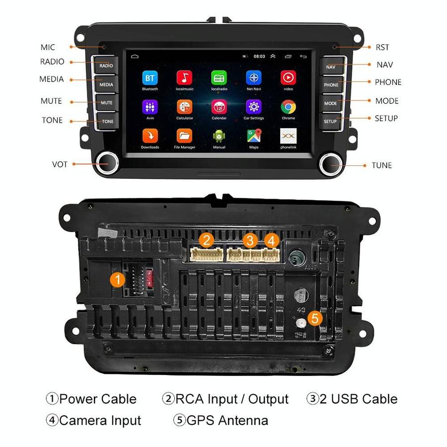 A3040 For Volkswagen 7-inch 2+32G Android Car Navigation Central Control Large Screen Player With...