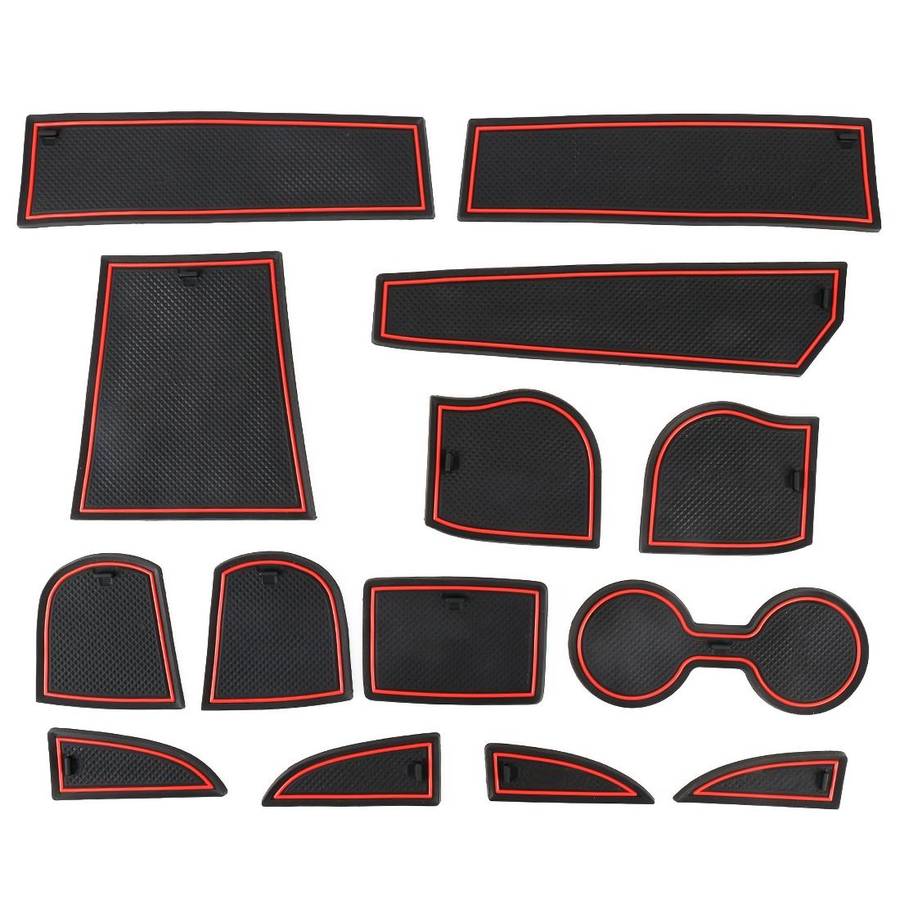 Car Water Cup Gate Slot Mats Plastic Red Anti-Slip Interior Door Pad for Mazda CX-3 2018