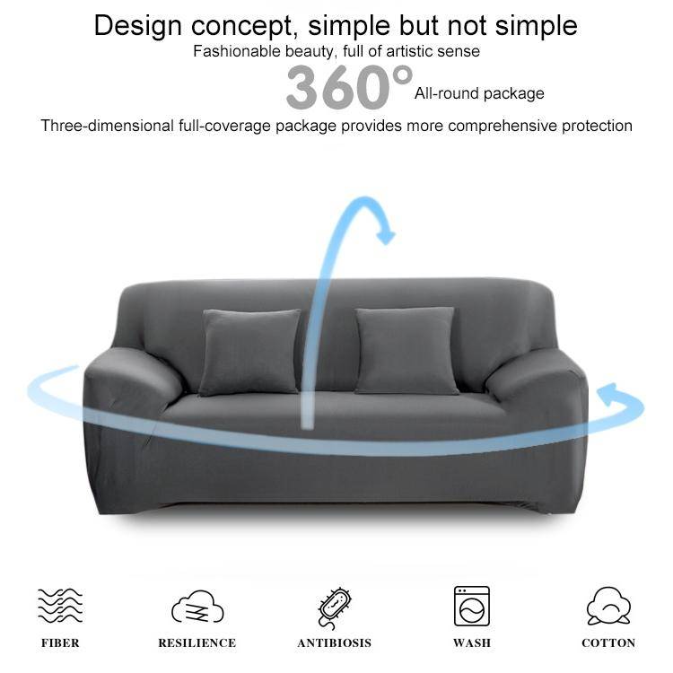 Four Seasons Solid Color Elastic Full Coverage Non-slip Sofa Cover(Grey)