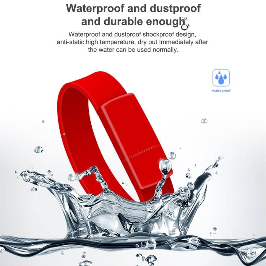 MicroDrive 16GB USB 2.0 Fashion Bracelet Wristband U Disk (Red)