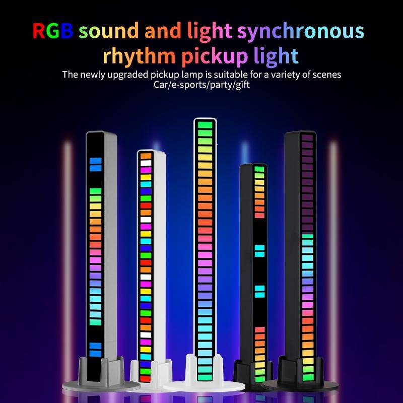 RGB Sound-controlled Rhythmic Response Lights Music Ambient LED Pick-up Lights Charging(32 Lights...