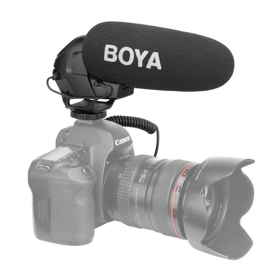 BOYA BY-BM3030 Shotgun Super-cardioid Condenser Broadcast Microphone with Windshield for Canon / ...
