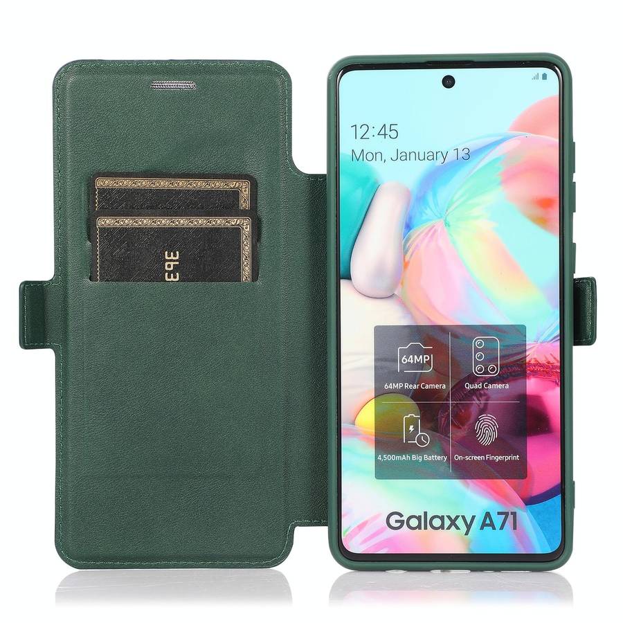 For Samsung Galaxy A71 Push Window Double Buckle PU + Silicone Horizontal Flip Leather Case with ...