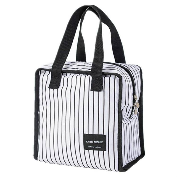 Multifunctional Portable Insulated Lunch Box Bag(Lunch White Stripes)