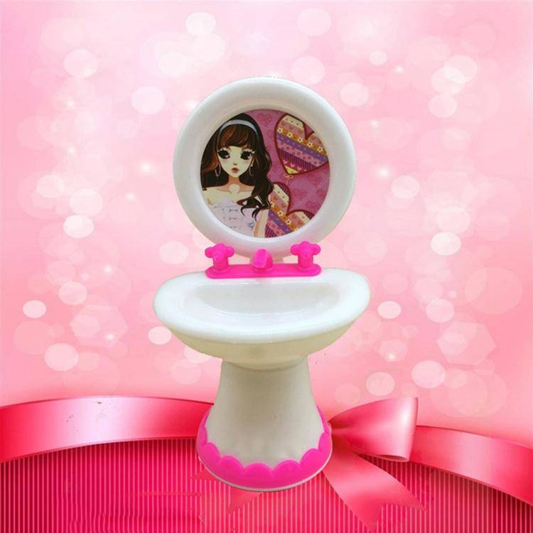 3 PCS Barbie Doll House Plastic Accessories Set Wash Basin Toilet