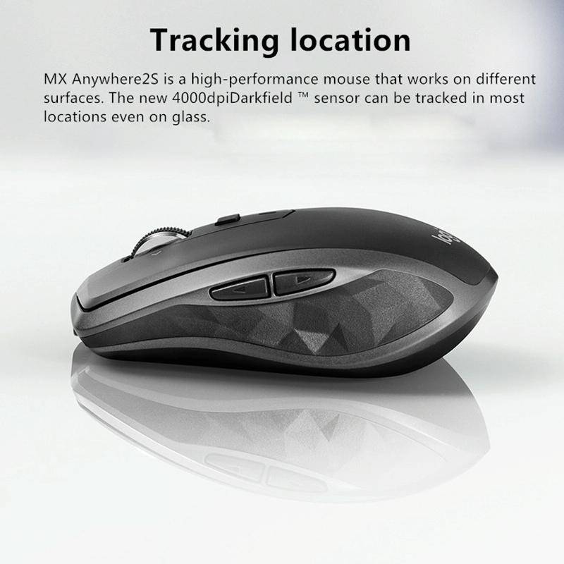 Logitech MX Anywhere 2S 4000DPI Bluetooth + Unifying Dual-mode Rechargeable Symmetrical Design Wi...