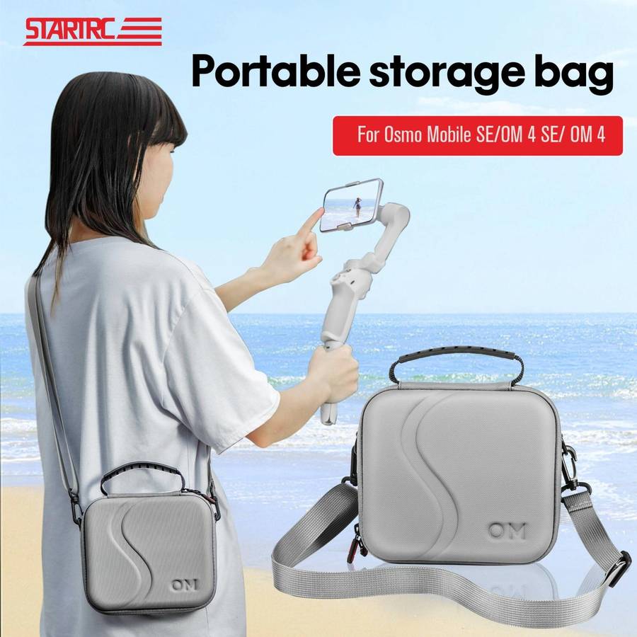 For DJI Osmo Mobile 4 / OM4 / OM4 SE STARTRC Portable Shockproof Waterproof PU Case Bag(Grey)