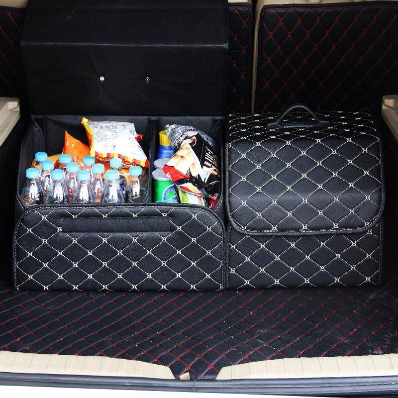 Car Trunk Foldable Storage Box, Checkered Small Size: 33 x 32 x 30cm(Black Red)