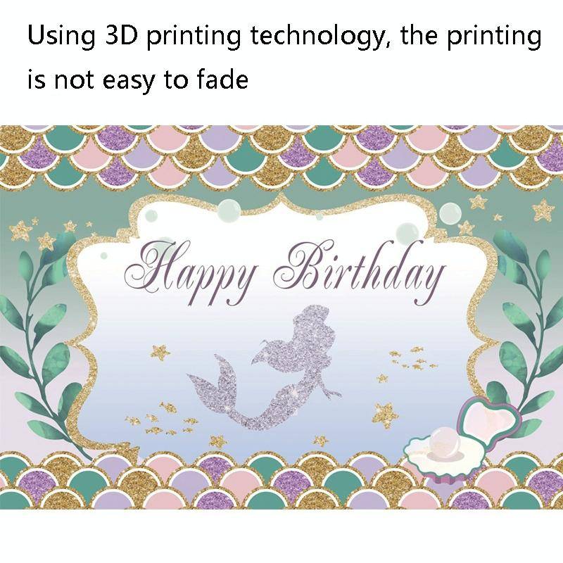 120 x 80cm Mermaid Happy Birthday Photography Background Cloth(12009608)