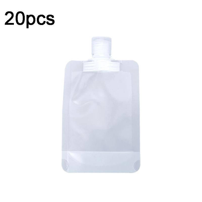 20pcs Travel Refillable Empty Squeeze Pouch Lotion Shampoo Squeezable Bags, Spec: 100ml