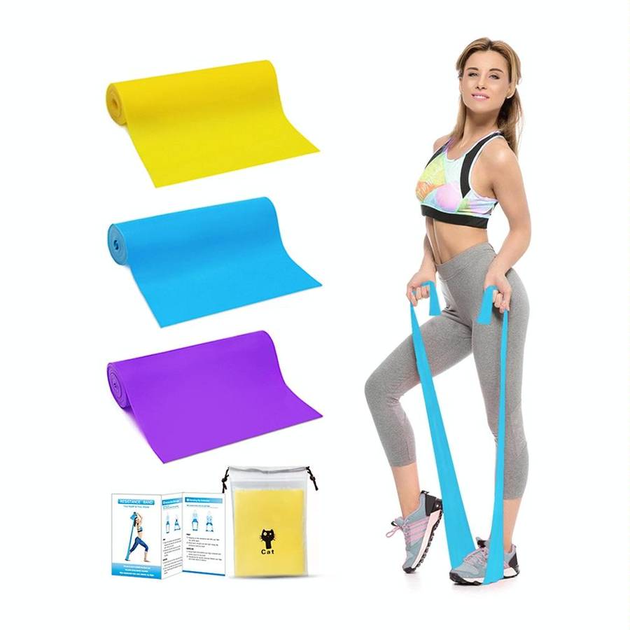 3 In 1 TPE Yoga Stretch Sheet Fitness Elastic Band Resistance Band Strength Training Stretch Band...