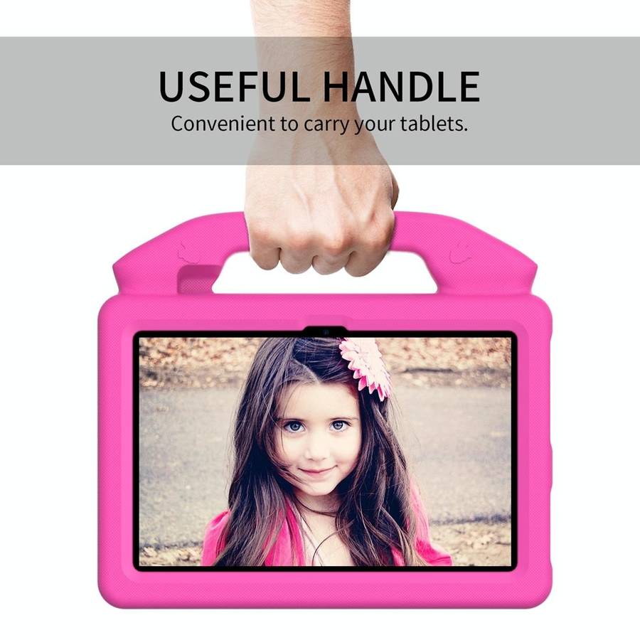 For Amazon Kindle Fire 7 2022 Children EVA Shockproof Tablet Case with Thumb Bracket(Rose Red)