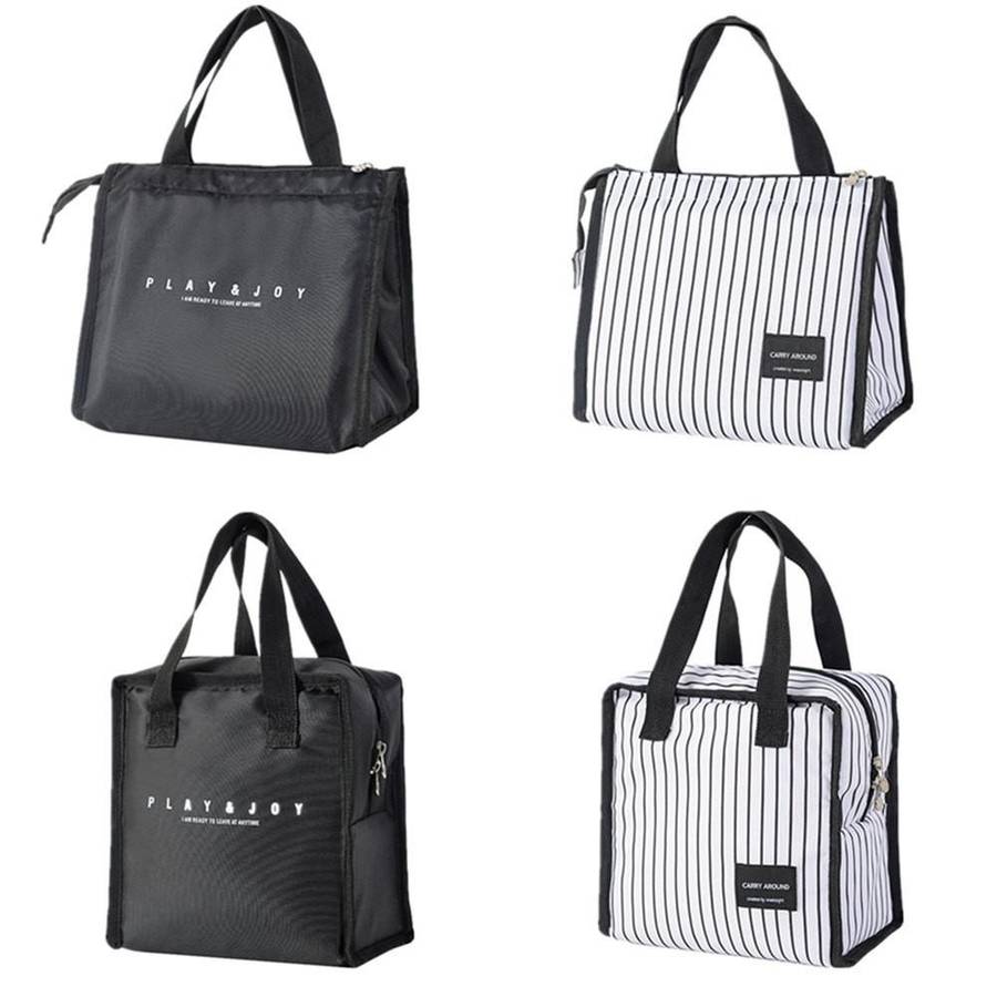 Multifunctional Portable Insulated Lunch Box Bag(Lunch White Stripes)