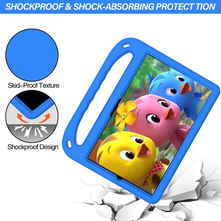 For Samsung Galaxy Tab S6 Lite P610 Handle EVA Shockproof Tablet Case with Holder(Blue)
