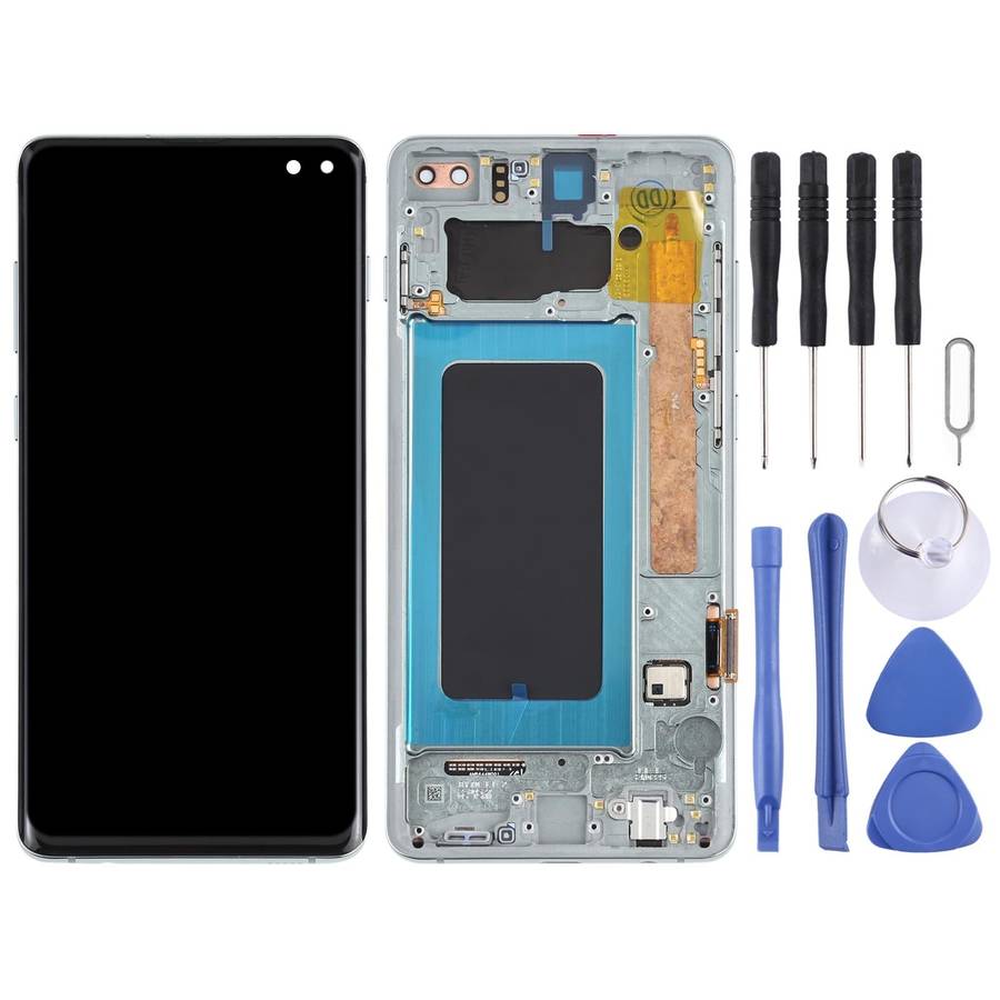 Original Super AMOLED LCD Screen for Samsung Galaxy S10+ Digitizer Full Assembly with Frame (Green)