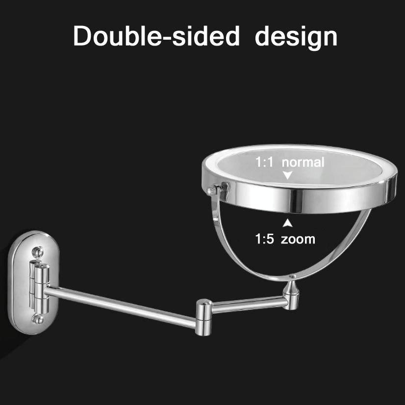8 Inch Wall-Mounted Double-Sided Makeup Mirror LED Three-Tone Light Bathroom Mirror, Colour: Batt...