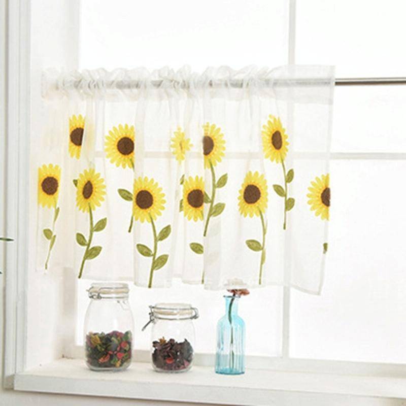 Simple Daisy Half Curtain Balcony Bedroom Curtain Light Curtain