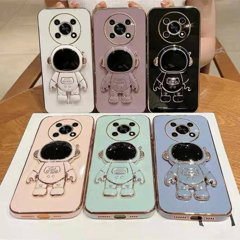 For Huawei Mate 40 Pro+ Electroplating Astronaut Holder Phone Case(Black)