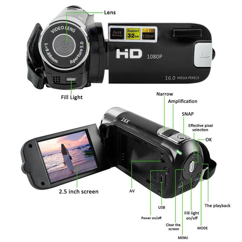 16X Digital Zoom HD 16 Million Pixel Home Travel DV Camera, AU Plug (Black)