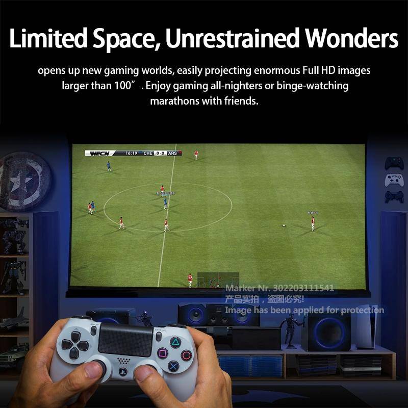 AUN A002 4K Android TV Home Theater Portable LED Projector Game Beamer(US Plug)