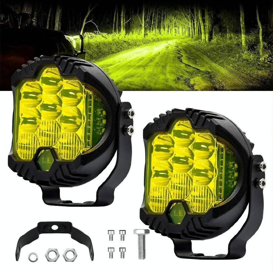 11W 12000lm 6000K 3 inch Car Three-sided Flash Work Light(Yellow Light)