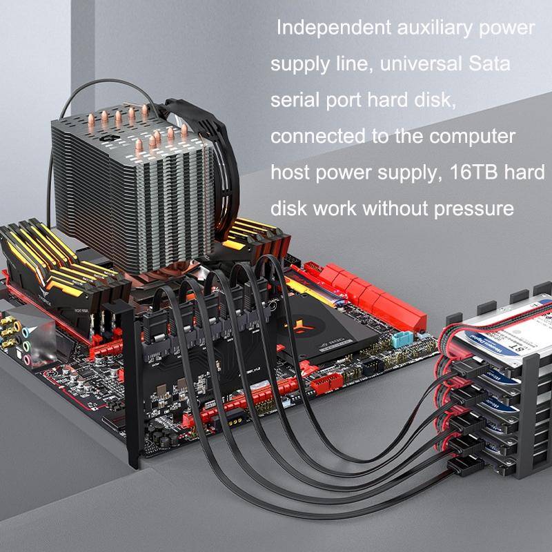 PCIE X1 To 10 Ports SATA3.0 Rotary Card Computer Desktop Solid State Hard Disk