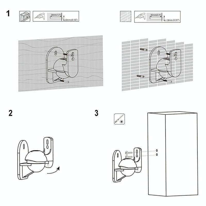 Pair Black Surround Sound Speaker Wall Mount Brackets 45 Degree Rotatable Design TV Wall Mount 8 ...