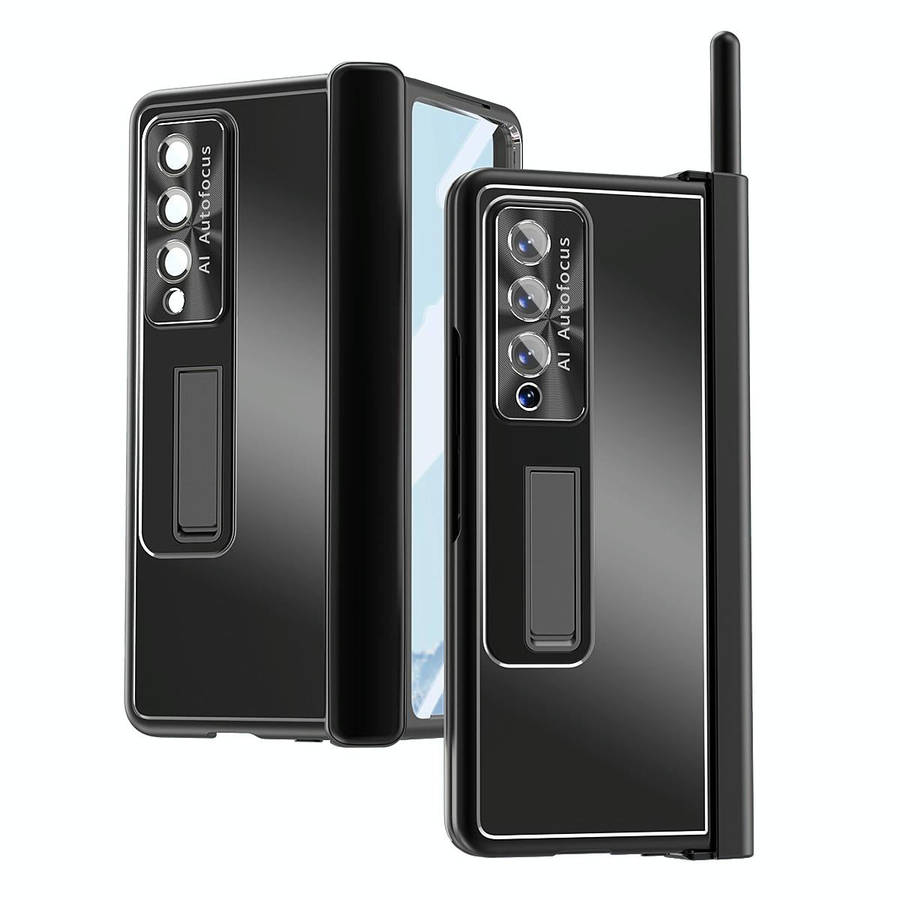 For Samsung Galaxy Z Fold3 5G Aluminum Alloy Double Hinge Shockproof Phone Protective Case(Black)