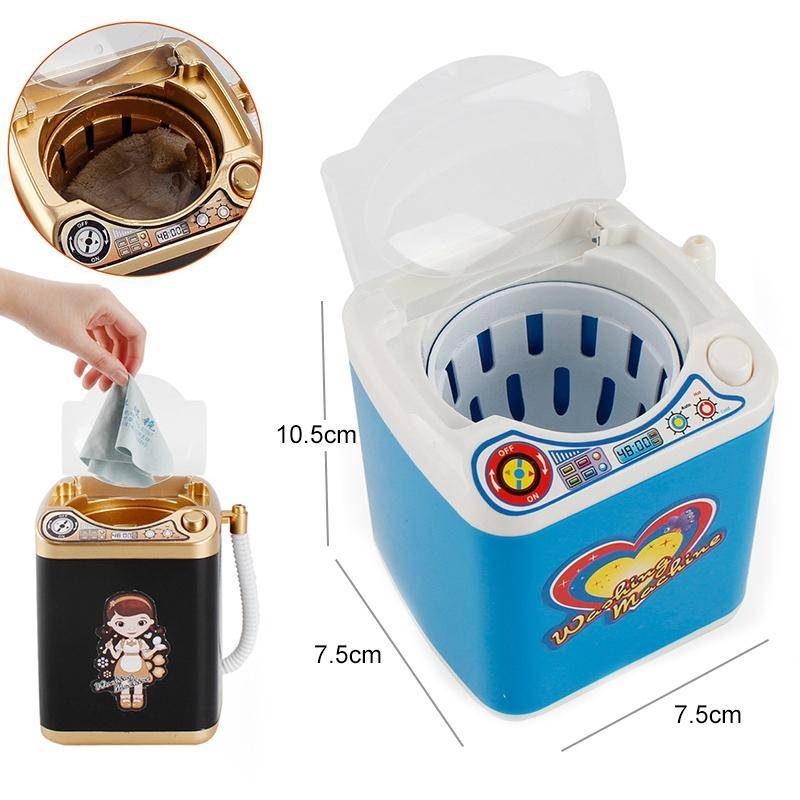 Mini Multifunction Kids Washing Machine Toy Beauty Sponge Brushes Washer(Blue)