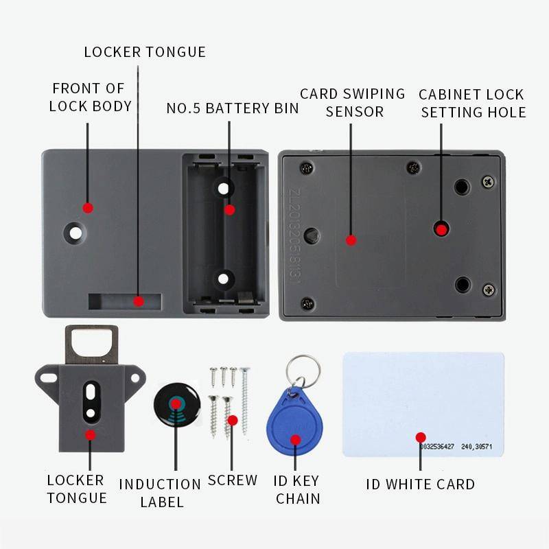 T3 ABS Magnetic Card Induction Lock Invisible Bilateral Open Cabinet Door Lock (Black)
