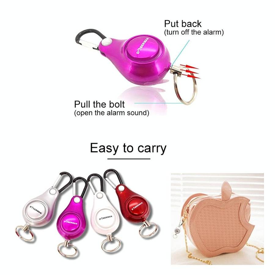 DOBERMAN Key-chain Personal Security Alarm Pull Ring Triggered Anti-attack Safety Emergency Alarm...