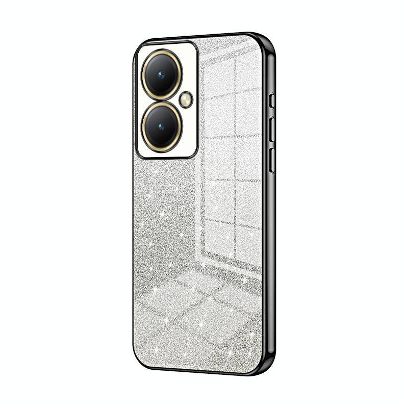 For vivo Y35M+ / Y35+ / Y27 4G Gradient Glitter Powder Electroplated Phone Case(Black)