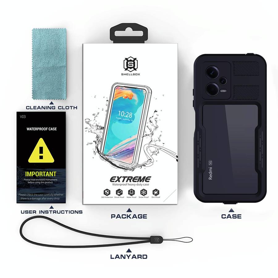 For Xiaomi Redmi Note 12 5G Global RedPepper IP68 Life Waterproof Phone Case(Black)