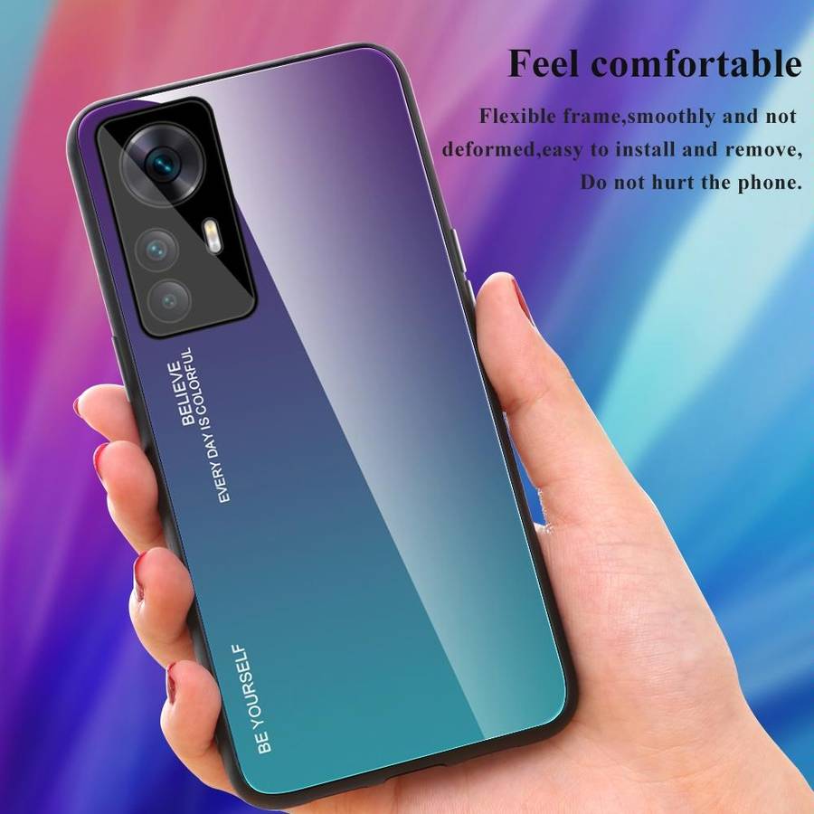 For Xiaomi Redmi K50 Ultra / 12T / 12T Pro Gradient Color Glass Phone Case(Yellow Pink)