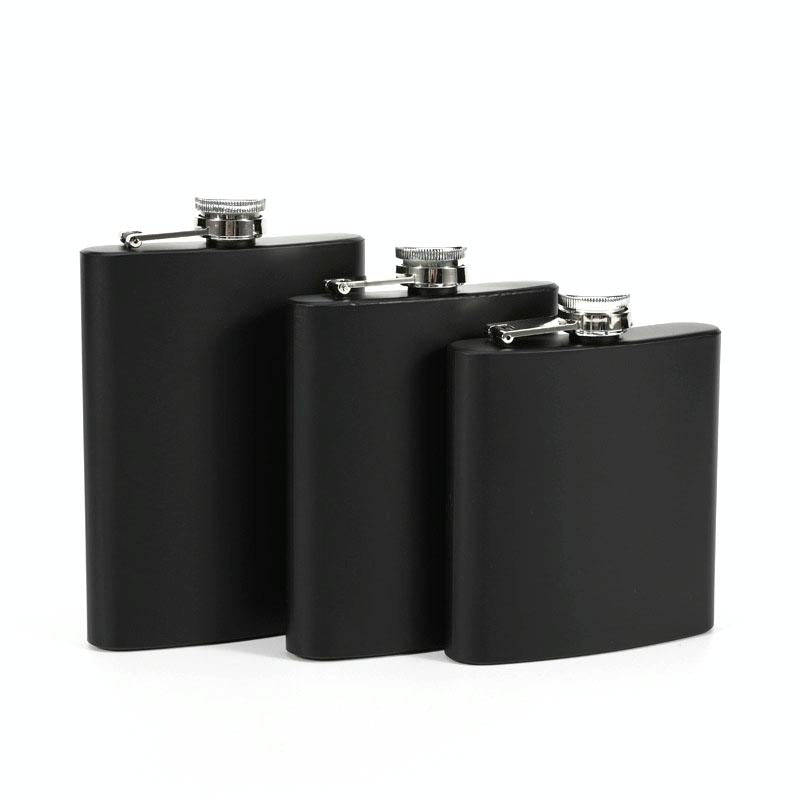 6oz 304 Stainless Steel Matte Black Paint Flagon Whiskey Vodka Wine Pot Hip Flask