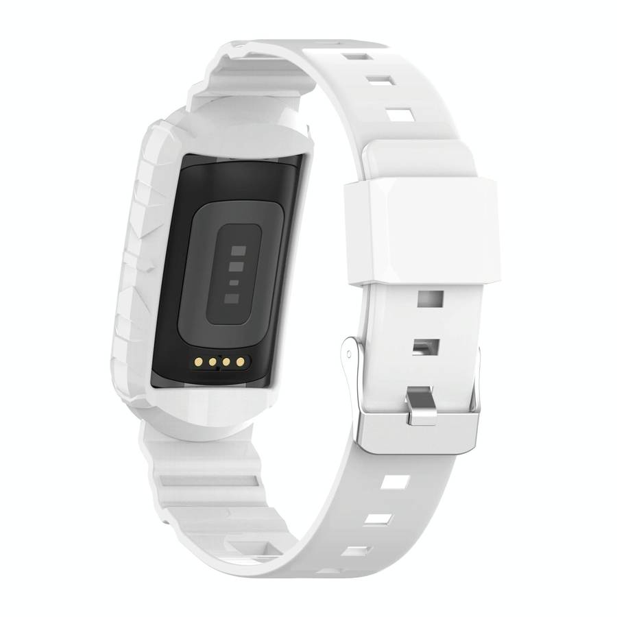 For Fitbit Charge 4 Silicone One Body Armor Watch Band(White)