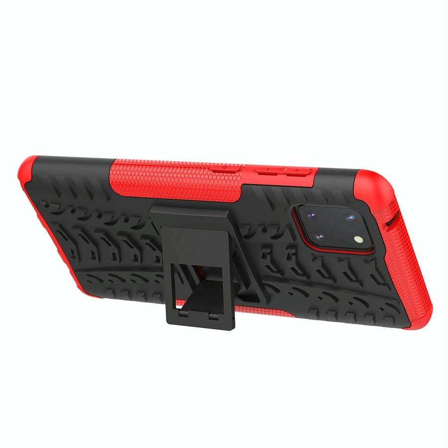 For Galaxy Note 10 Lite Tire Texture Shockproof TPU+PC Protective Case with Holder(Red)