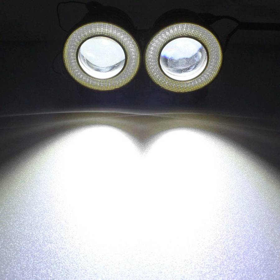 2 PCS 2.5 inch DC12-24V 10W 900LM 6500K Car Angel Eyes Fog Lamp Foglight, Cable Length: 20cm(Whit...