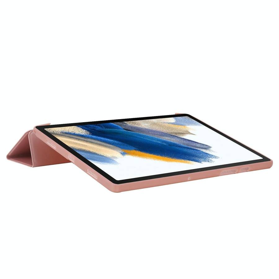 For Samsung Galaxy Tab A8 10.5 2021 TPU Three-fold Horizontal Flip Leather Case(Rose Gold)