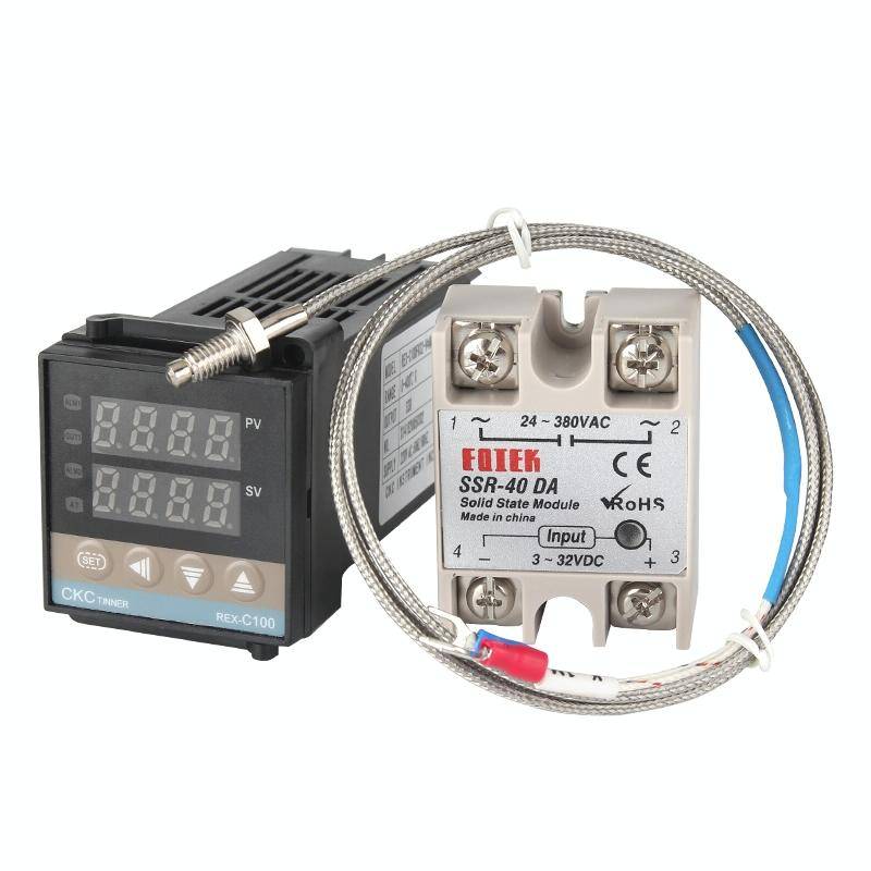 REX-C100 Thermostat + Thermocouple + SSR-60 DA Solid State Module Intelligent Temperature Control...