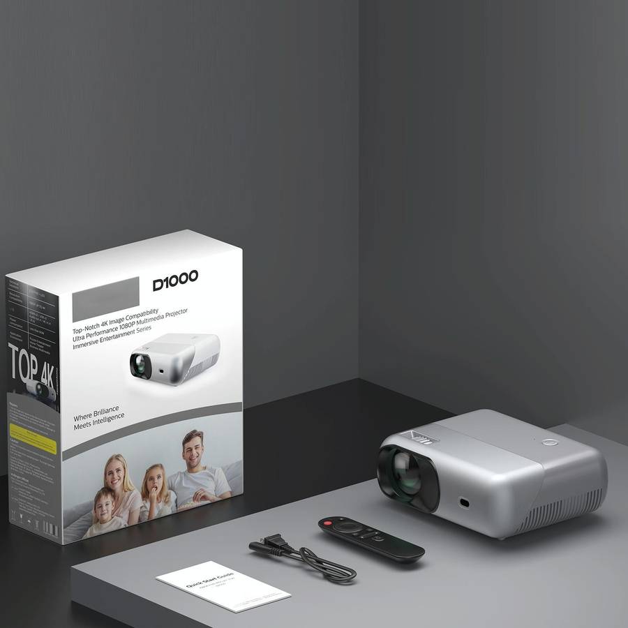 D1000 1920x1080P 320ANSI Lumens Portable Mini LCD LED Smart Projector, Screen Mirroring(EU Plug)