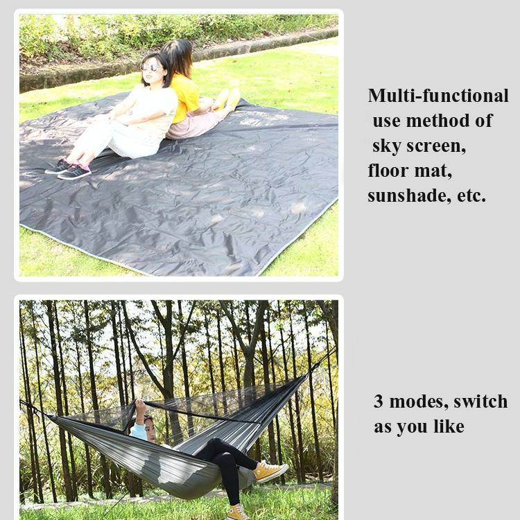 Outdoor Camping Sunshade + Anti-Mosquito Hammock Set Parachute Fabric Net Yarn Anti-Mosquito Hamm...