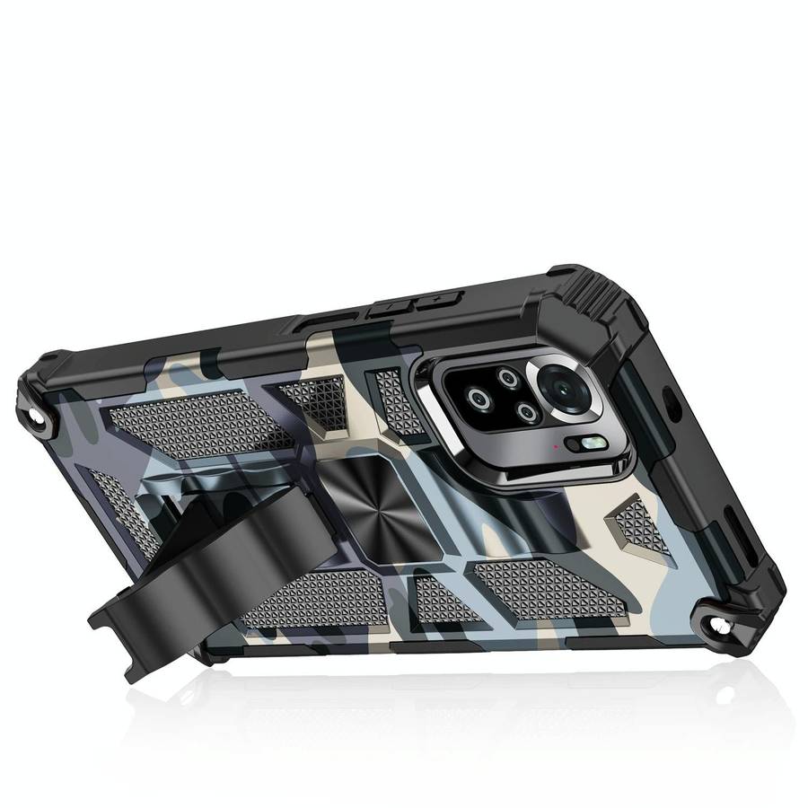 For Xiaomi Redmi Note 10 Pro Camouflage Armor Shockproof TPU + PC Magnetic Protective Case with H...