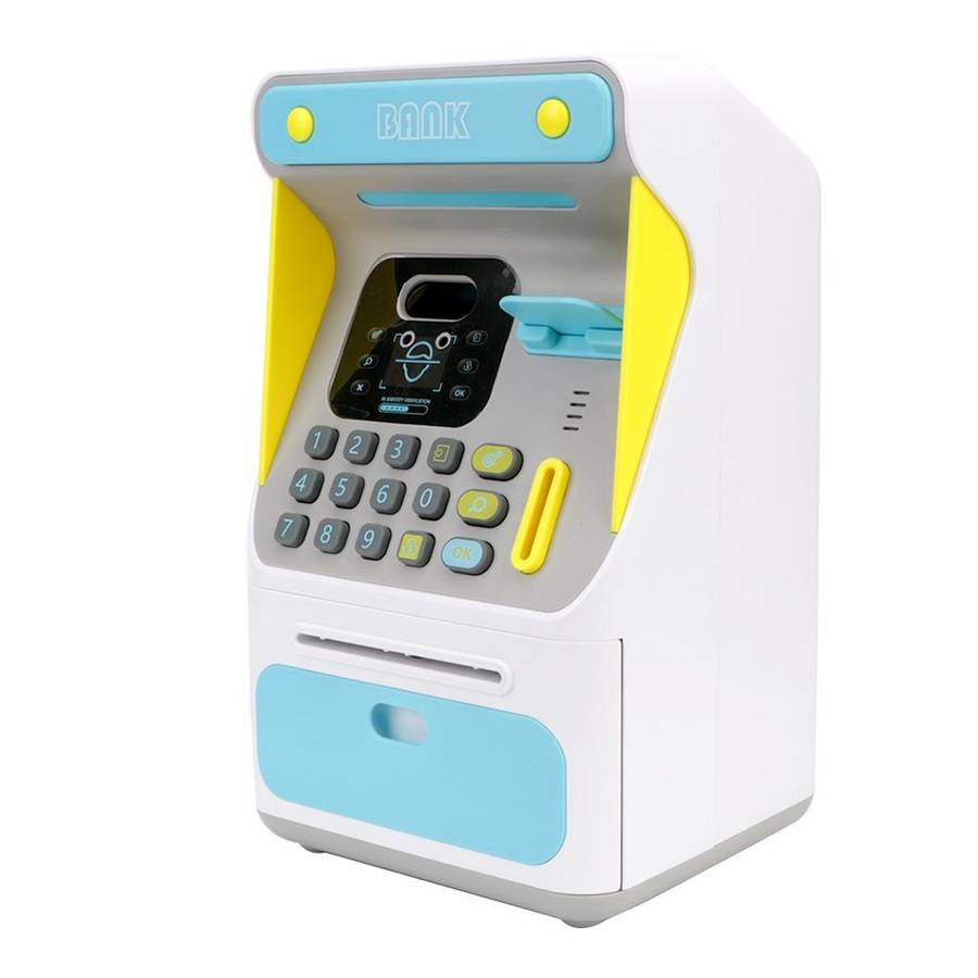 8010 Simulated Face Recognition ATM Machine Piggy Bank Password Automatic Rolling Money Safe Pigg...