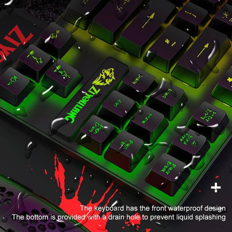 ZIYOU LANG T2 88 Keys Gaming Mechanical Luminous Keyboard and Mouse Set, Cable Length: 1.6m(White)