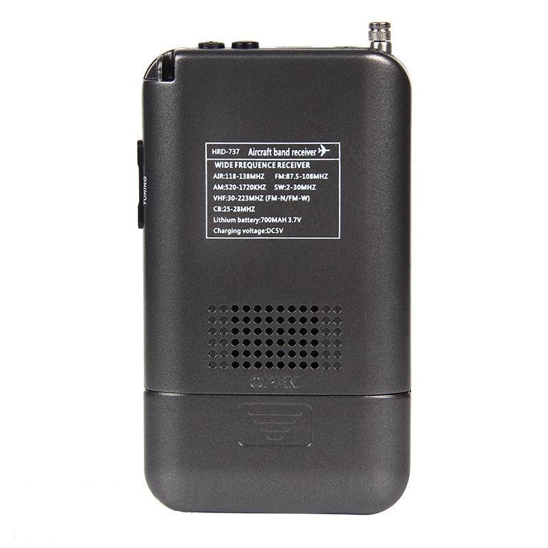 HRD-737 Portable Aircraft Band Radio Wide Frequency Receiver (Black)