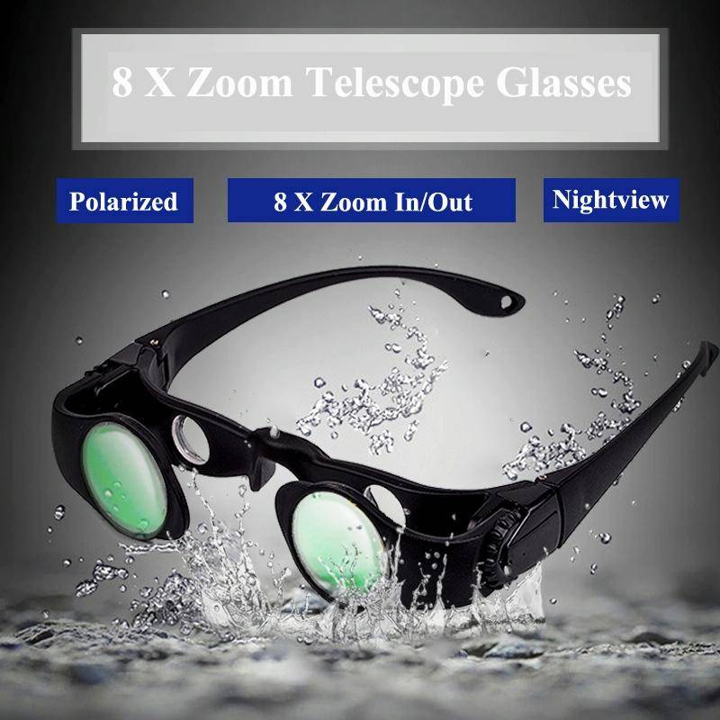 8x Fishing Binoculars Zoomable Telescope Glasses ,Style: Telescope+Gray Yellow Clip