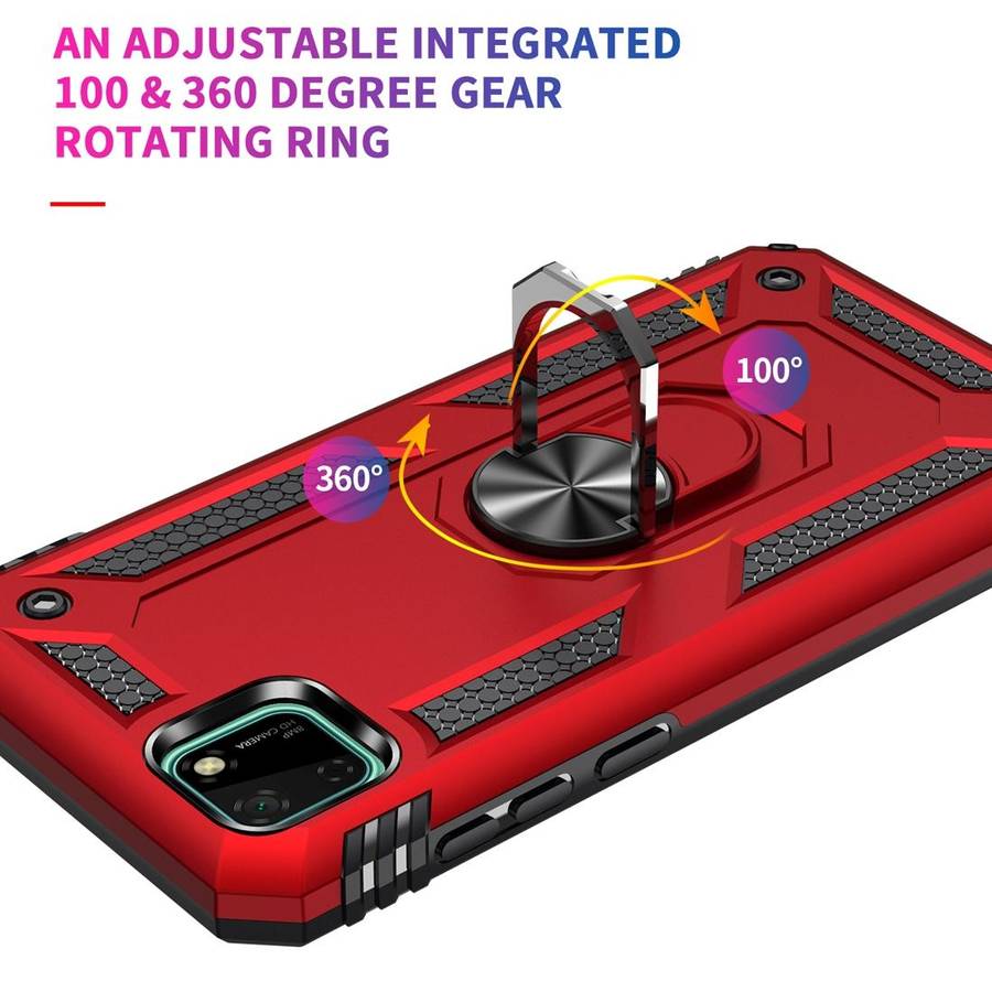 For Huawei Y5p Shockproof TPU + PC Protective Case with 360 Degree Rotating Holder(Black)